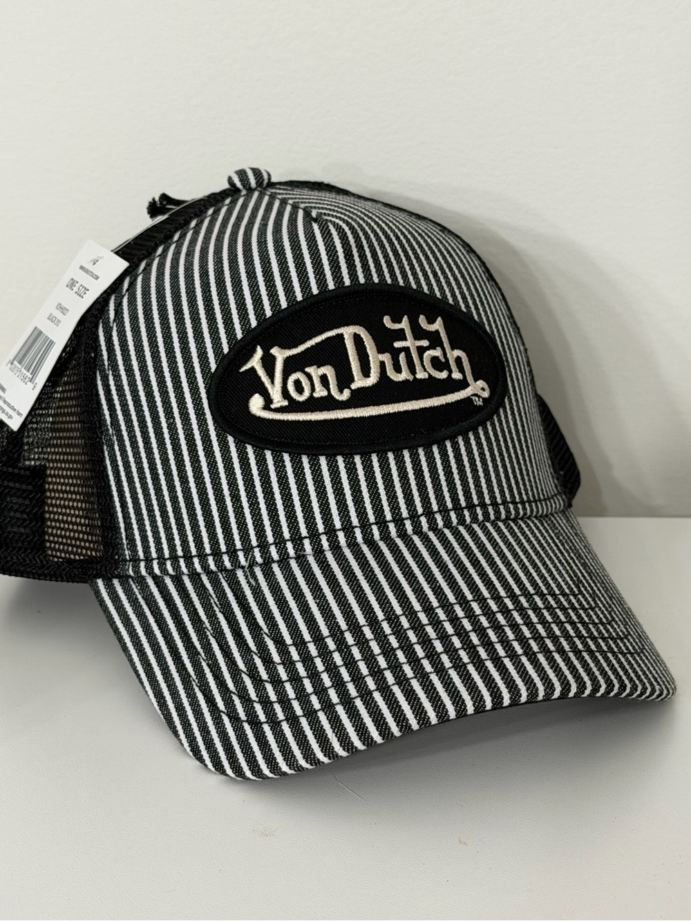 NWT Von Dutch Black And White Pin Stripe Classic Trucker- SnapBack - Limited